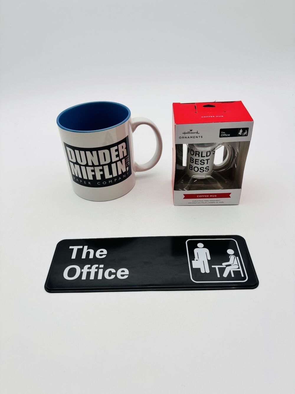The Office Merchandise Lot Dunder Mifflin Mug, Sign And Christmas Ornament